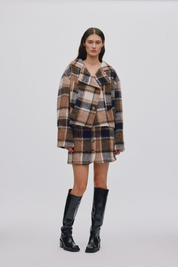 Rabens Saloner Ehsan Jumbo check jacket I Brown check