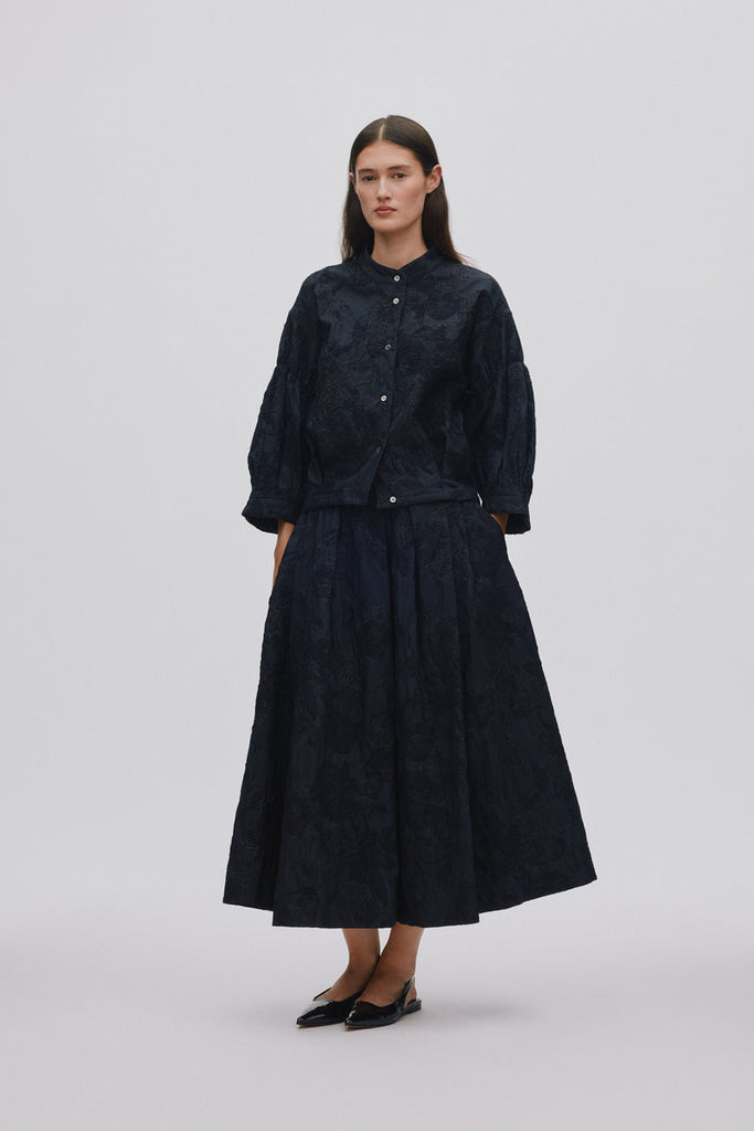 Rabens Saloner Clipped jacquard shirt jacket Pirate black