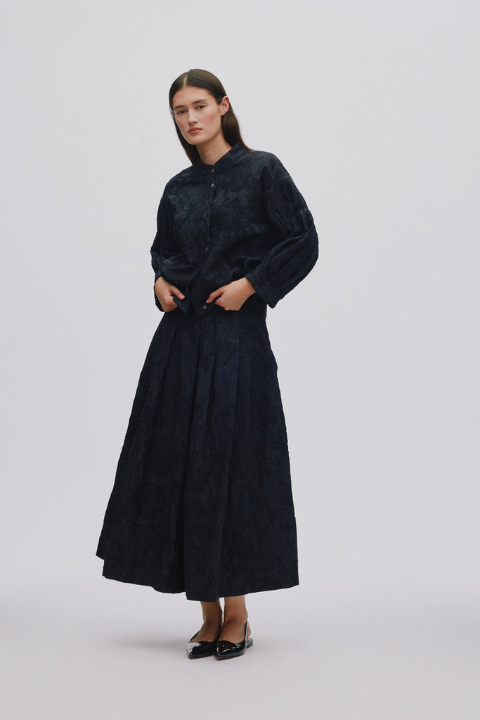Rabens Saloner Clipped jacquard shirt jacket Pirate black