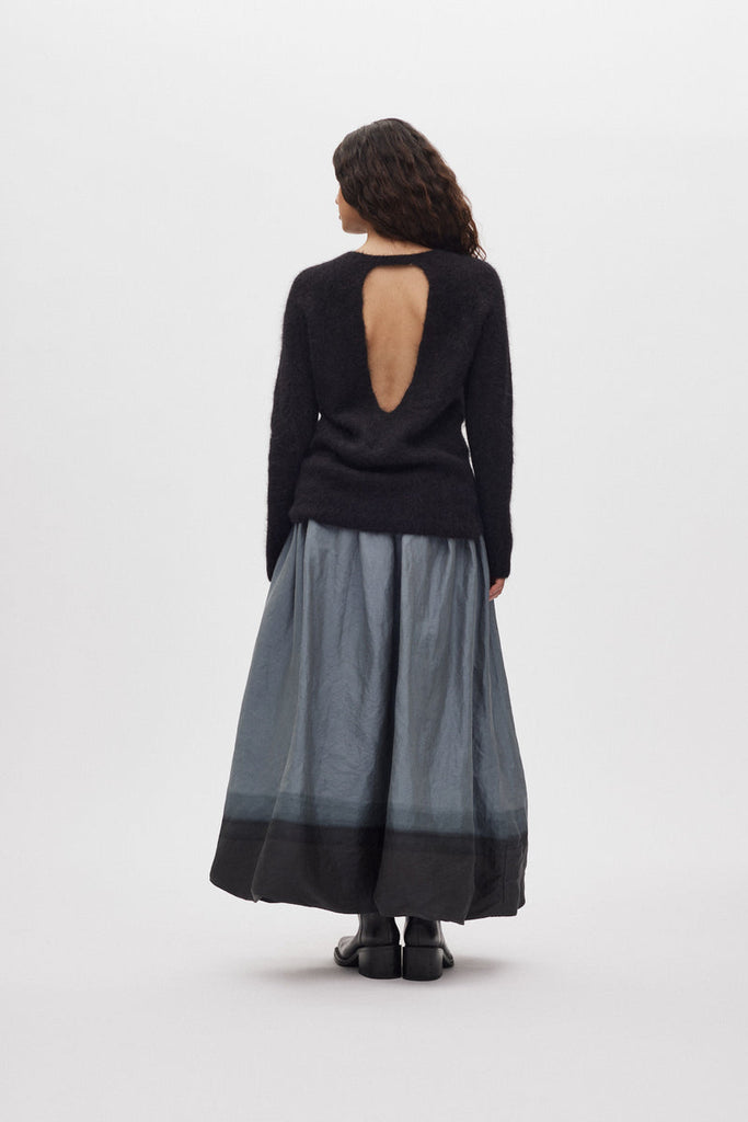 Rabens Saloner Black Fluffy knit open back sweater Dinea