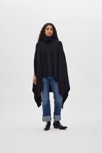 Rabens Saloner Black Fluffy knit poncho Dede