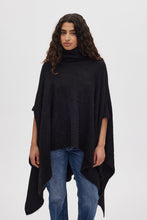 Rabens Saloner Black Fluffy knit poncho Dede