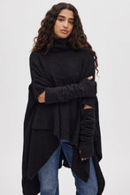Rabens Saloner Black Fluffy knit poncho Dede