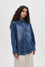 Rabens Saloner Paia Denim bib shirt I Dark indigo