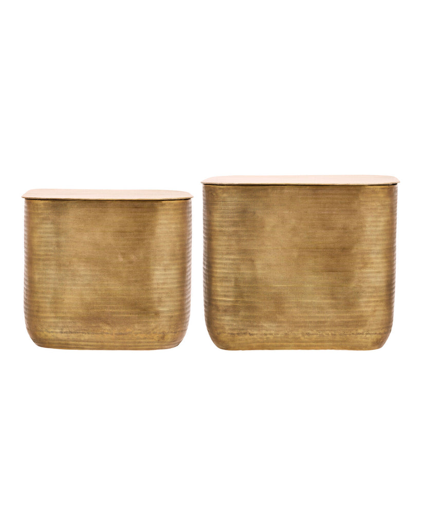 Side table, HDCajas with storage, golden