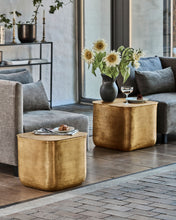 Side table, HDCajas with storage, golden