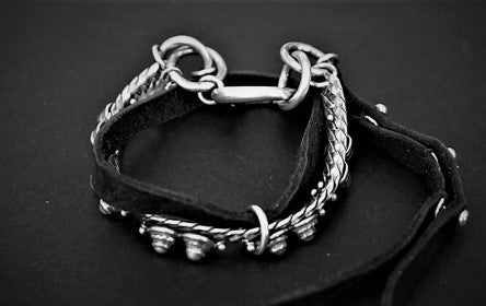 Goti 925 Silver and leather bracelet BR2049