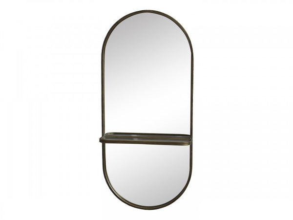 Mirror w. shelf antique brass