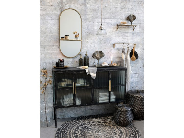 Mirror w. shelf antique brass