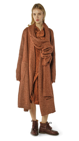 Rundholz AW26 2257205 knitted coat henna melange