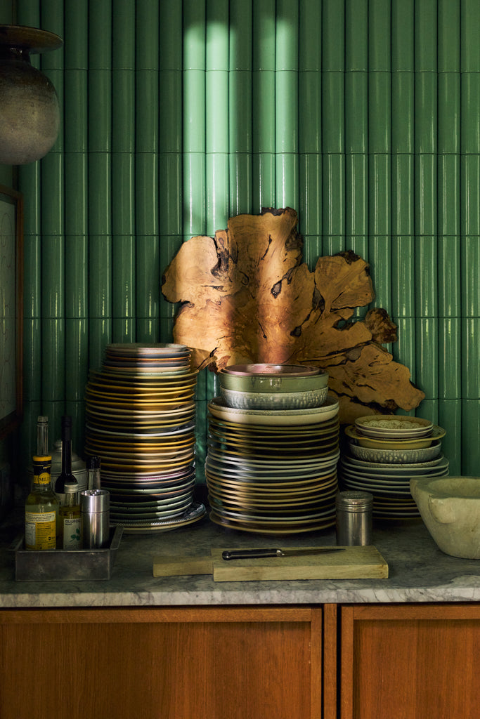 HKLiving Chef ceramics: deep plate M, rustic green