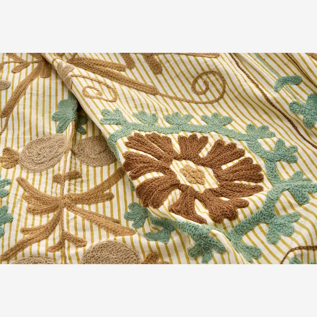 Madam Stoltz Suzani Embroidered Cotton Throw