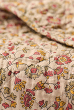 Ib Laursen Quilt brown w red, orange and grey flower vines