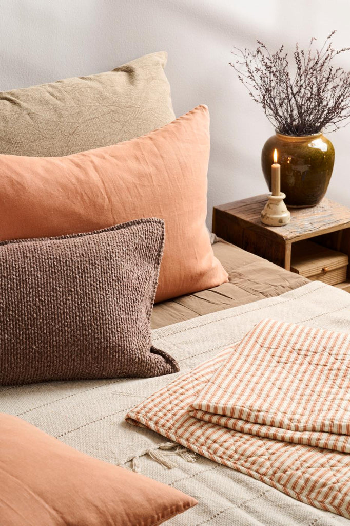 Ib Laursen Quilt sand w/sienna stripes