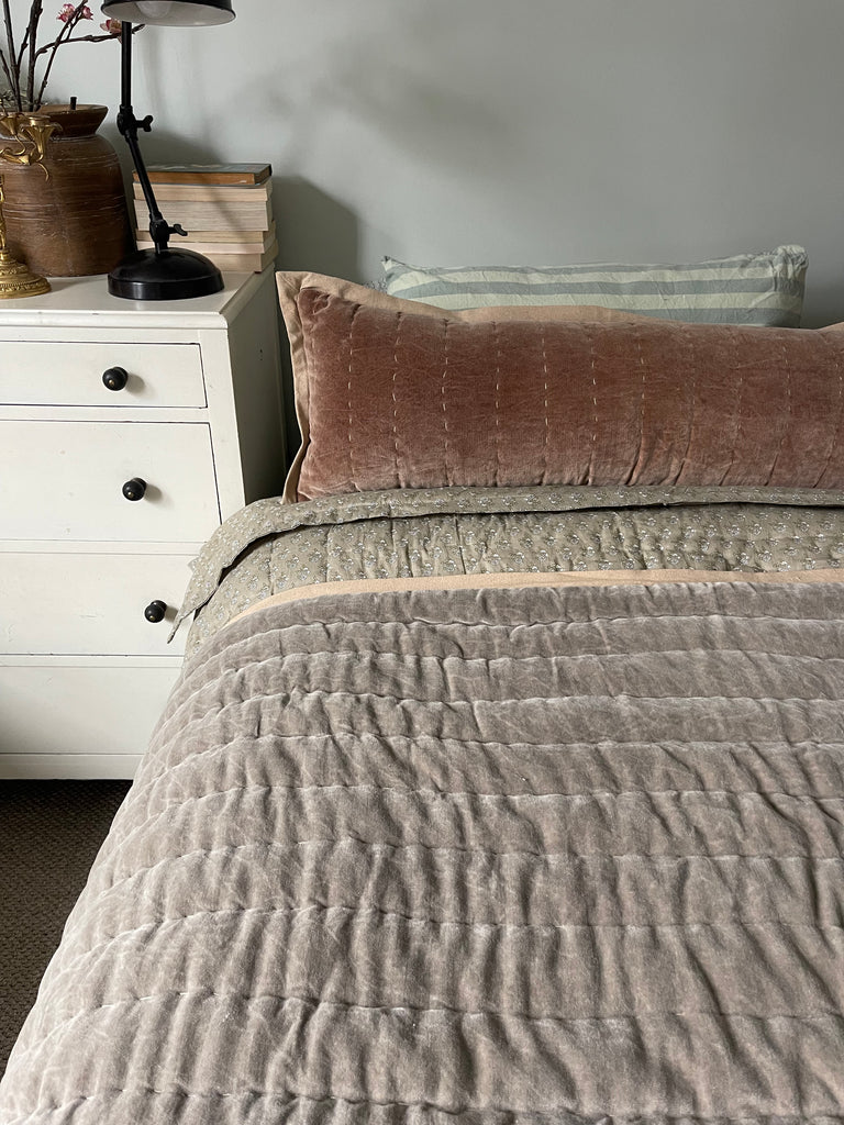 Maitri : Stonewashed Velvet Cushion  - Clay (30x90)