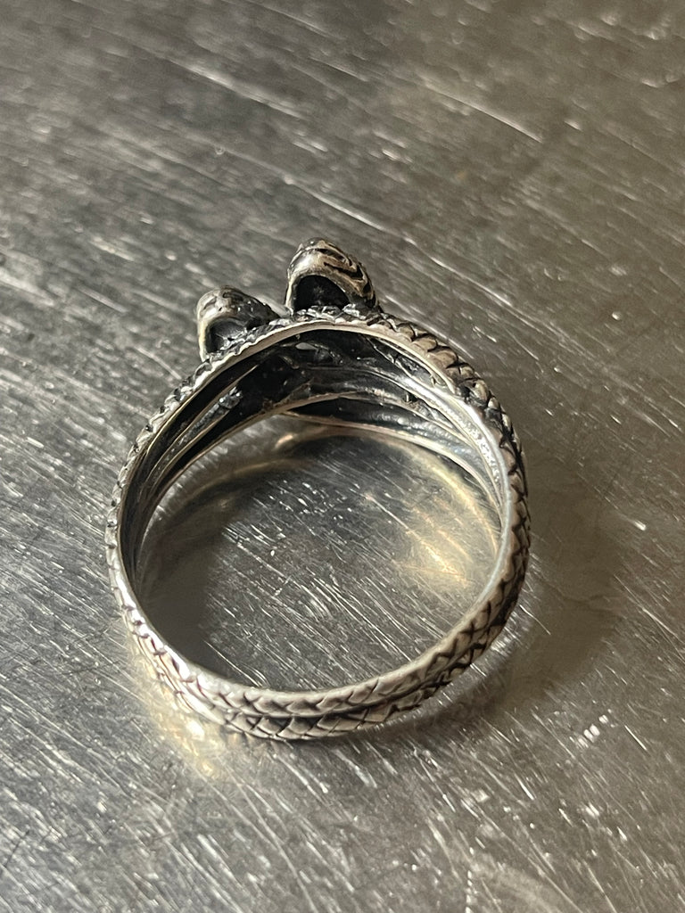 925 silver Double snake ring - Oxidised