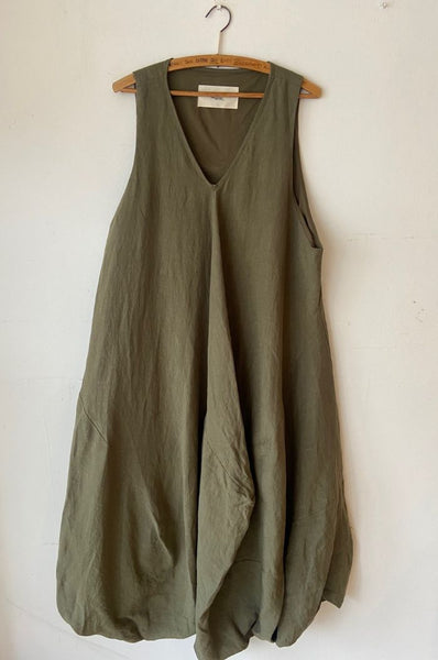 WDTS Mischa Dress Olive Green Linen