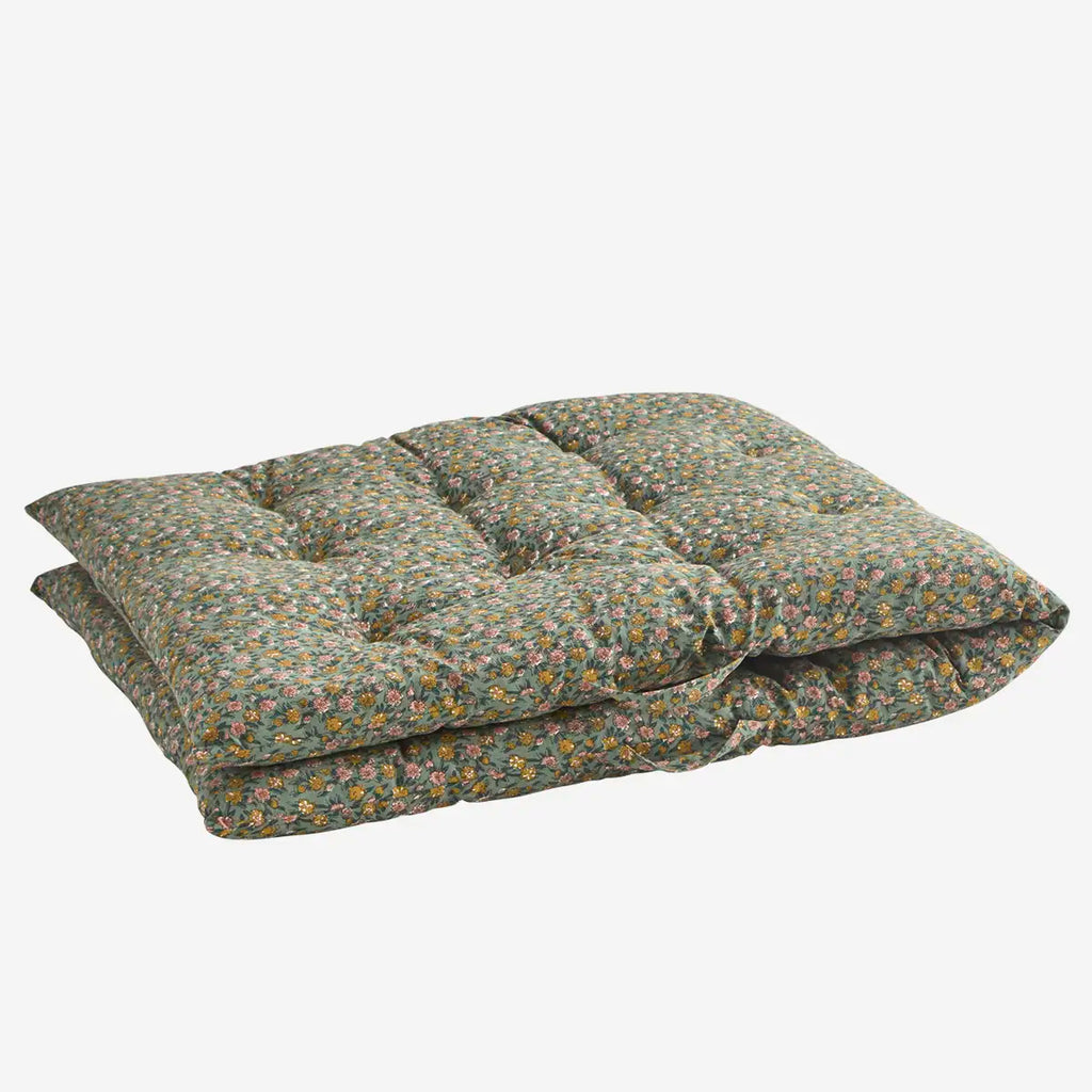Madam Stoltz Printed Cotton Mattress - Dusty Green, aqua, honey, rose