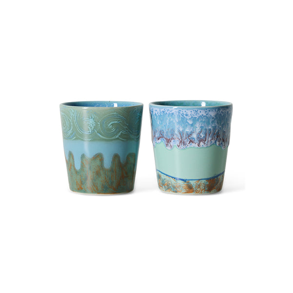 HK Living: 70s ceramics: Van Gogh coffee mugs, self portrait (set of 2)