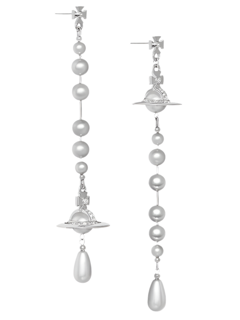 Vivienne Westwood Broken Pearl Earrings Platinum