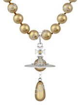 Vivienne WestwoodThree Row Pearl Drop Choker Platinum / Crystal Bronze Pearl / Gold