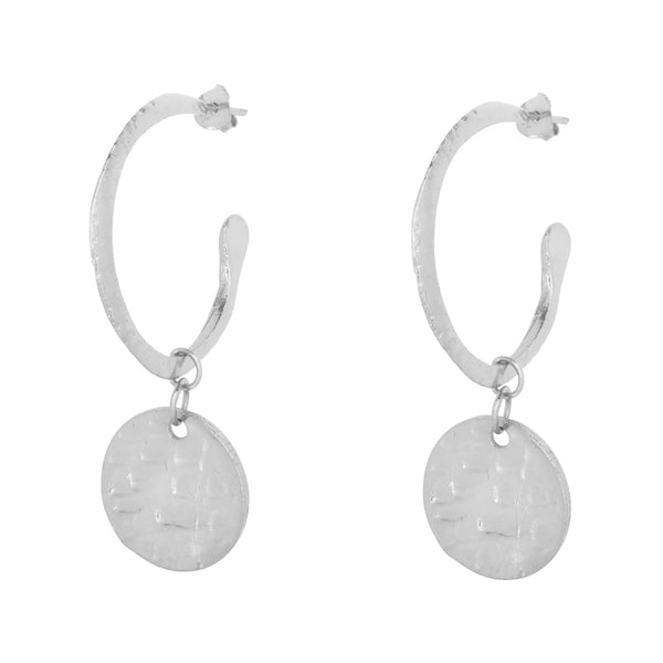 Esmeralda Silver Hoop and Coin Earrings