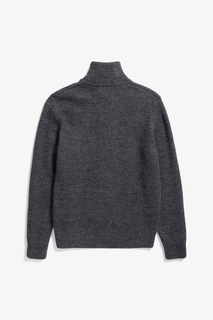 AW26 Norse Projects Hagen Wool Cotton Rib Full Zip Jacket, Dark Grey Melange