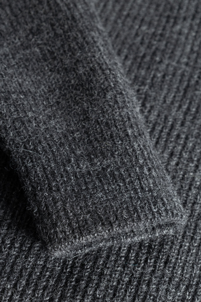 AW26 Norse Projects Hagen Wool Cotton Rib Full Zip Jacket, Dark Grey Melange