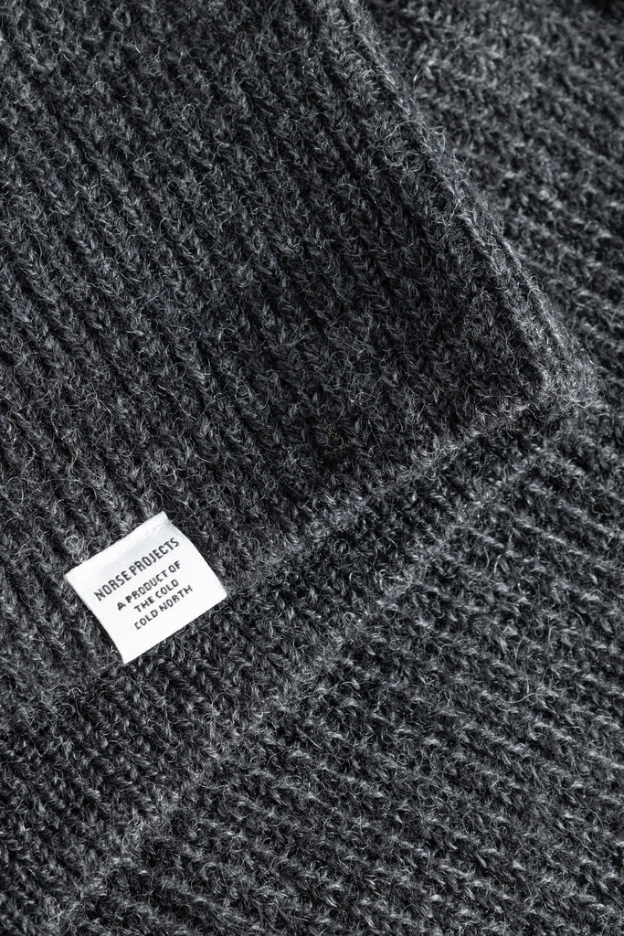AW26 Norse Projects Hagen Wool Cotton Rib Full Zip Jacket, Dark Grey Melange