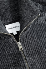 AW26 Norse Projects Hagen Wool Cotton Rib Full Zip Jacket, Dark Grey Melange