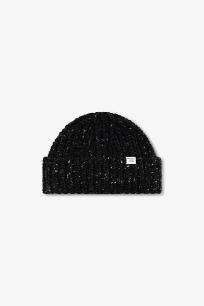 AW26 Norse Projects Donegal Wool Rib Beanie, Charcoal Melange