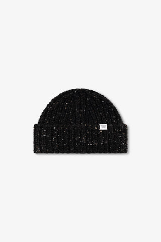AW26 Norse Projects Donegal Wool Rib Beanie, Charcoal Melange