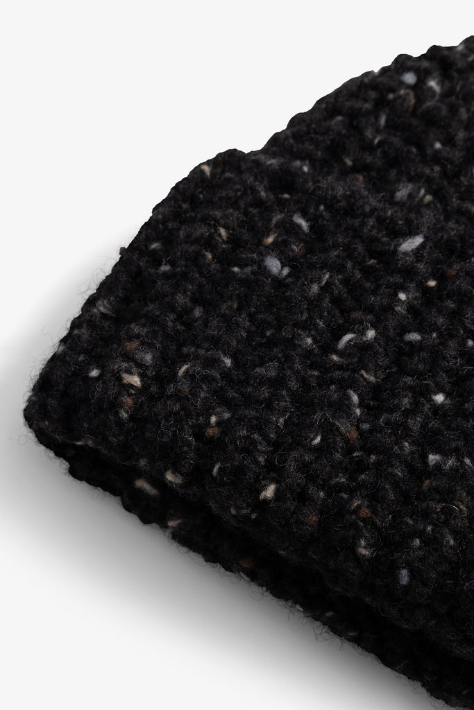 AW26 Norse Projects Donegal Wool Rib Beanie, Charcoal Melange
