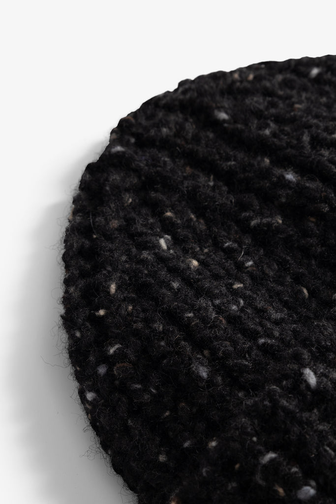AW26 Norse Projects Donegal Wool Rib Beanie, Charcoal Melange