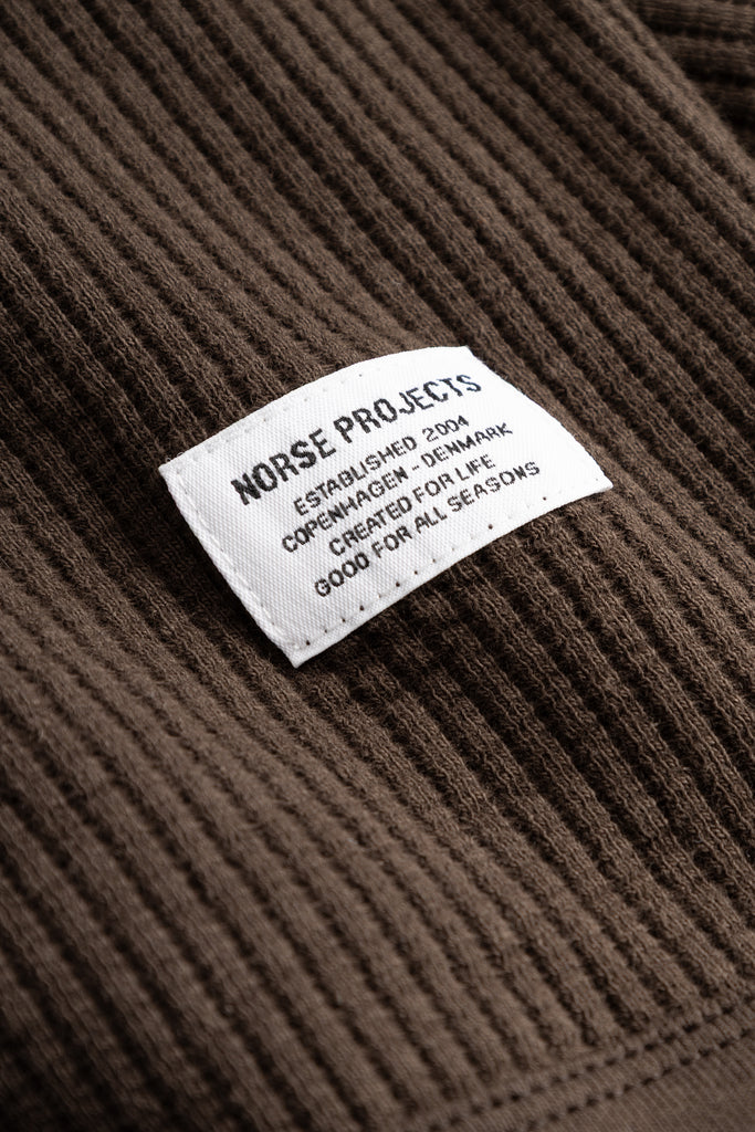AW26 Norse Projects Teno Cotton Hemp Military Rib Zip Cardigan, Delicioso Brown