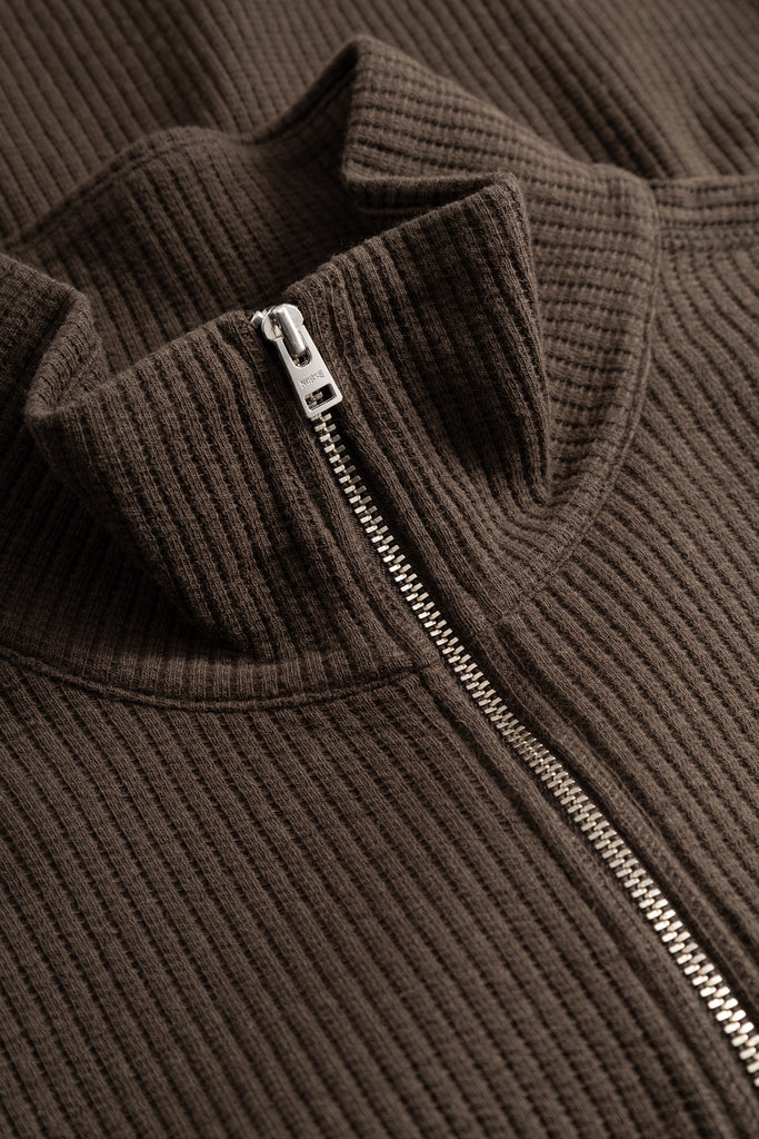AW26 Norse Projects Teno Cotton Hemp Military Rib Zip Cardigan, Delicioso Brown