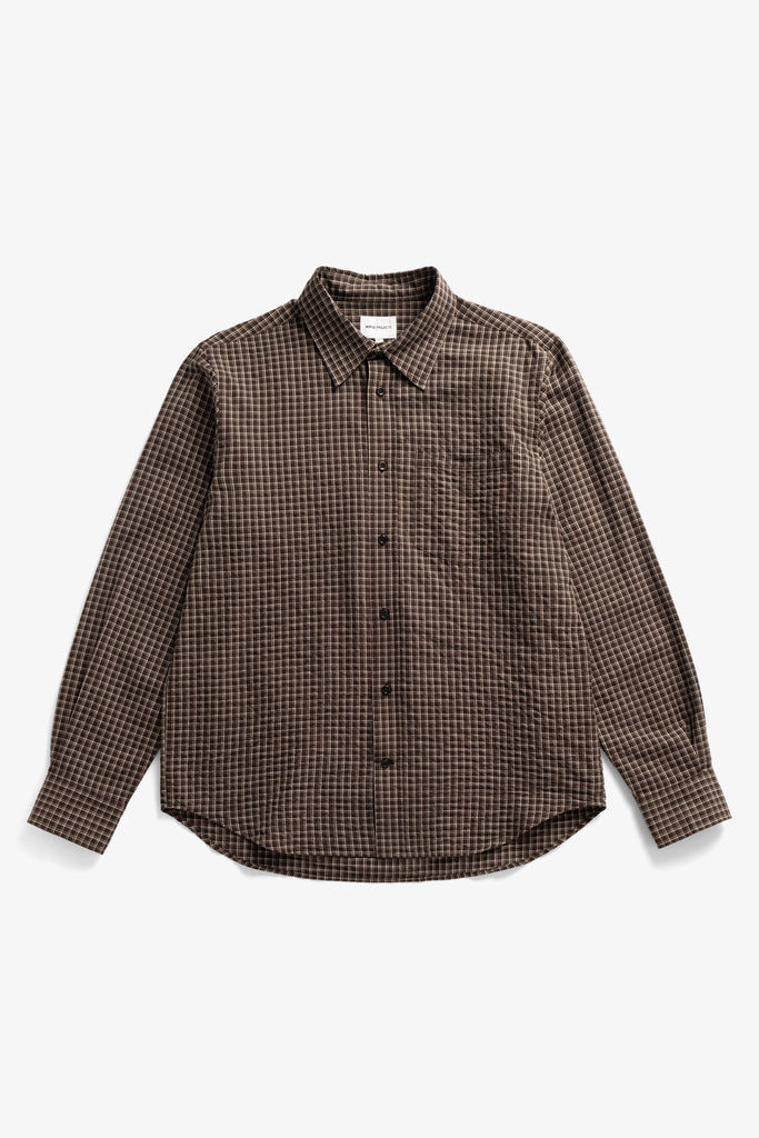 AW26 Norse Projects Kongshoved Check Relaxed Shirt, Delicioso Brown