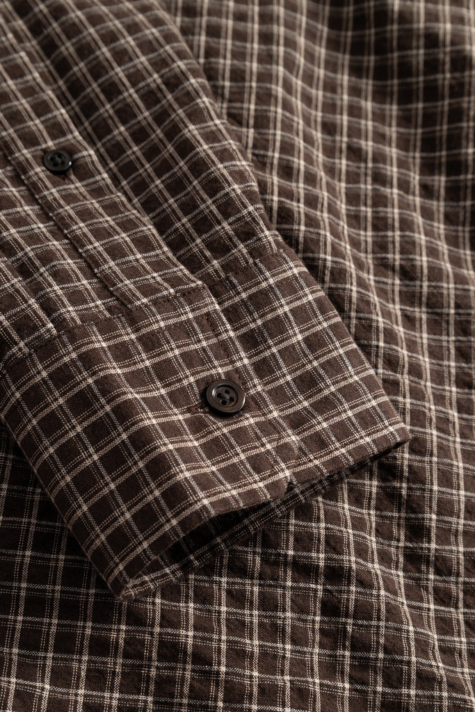 AW26 Norse Projects Kongshoved Check Relaxed Shirt, Delicioso Brown