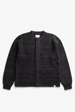 AW26 Norse Projects Gullverket Cotton Wool Rib Cardigan, Dark Grey Melange