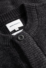 AW26 Norse Projects Gullverket Cotton Wool Rib Cardigan, Dark Grey Melange