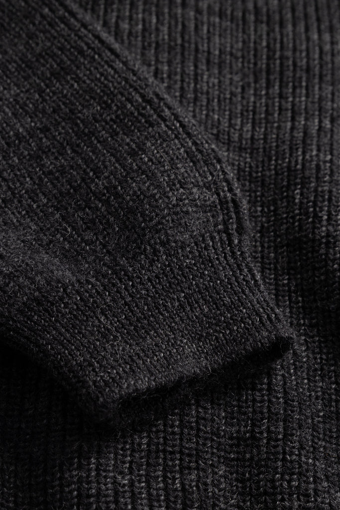 AW26 Norse Projects Gullverket Cotton Wool Rib Cardigan, Dark Grey Melange