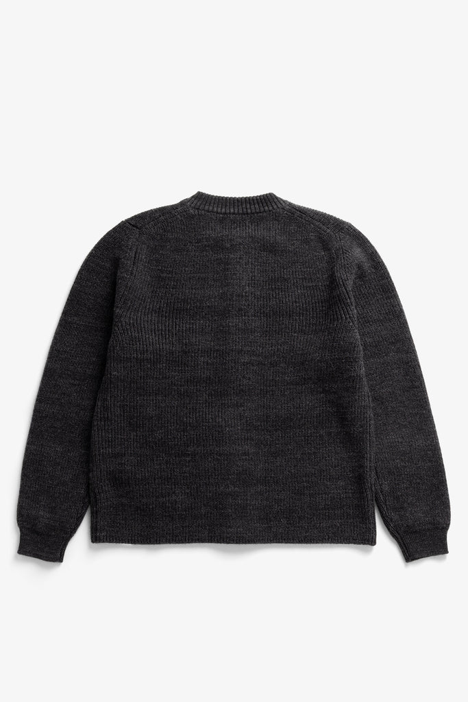 AW26 Norse Projects Gullverket Cotton Wool Rib Cardigan, Dark Grey Melange