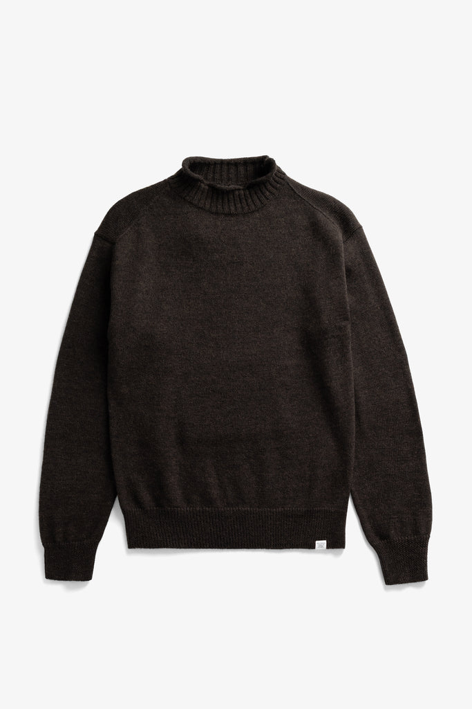 AW26 Norse Projects Sagvatnet Wool Roll Neck Sweater, Delicioso Brown