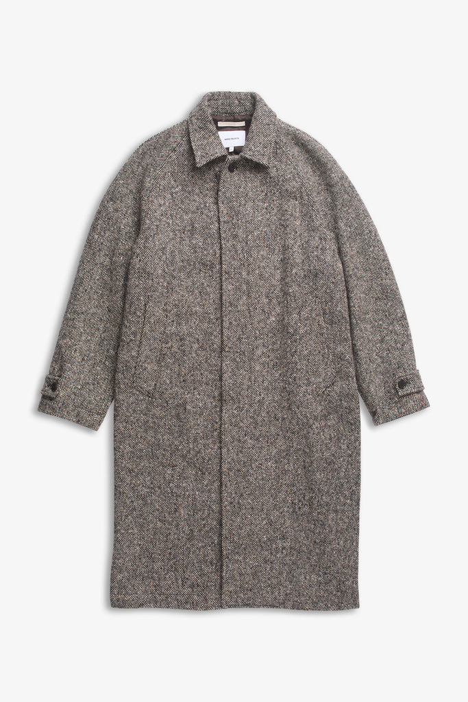 AW26 Norse Projects Reilstad Donegal Wool Balmacaan Raglan Coat, Charcoal Melange