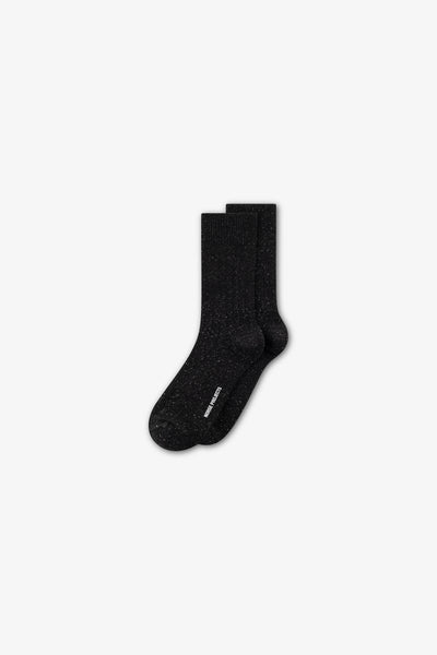 AW26 Norse Projects Bykle Neps Wool Rib Sock, Charcoal Melange