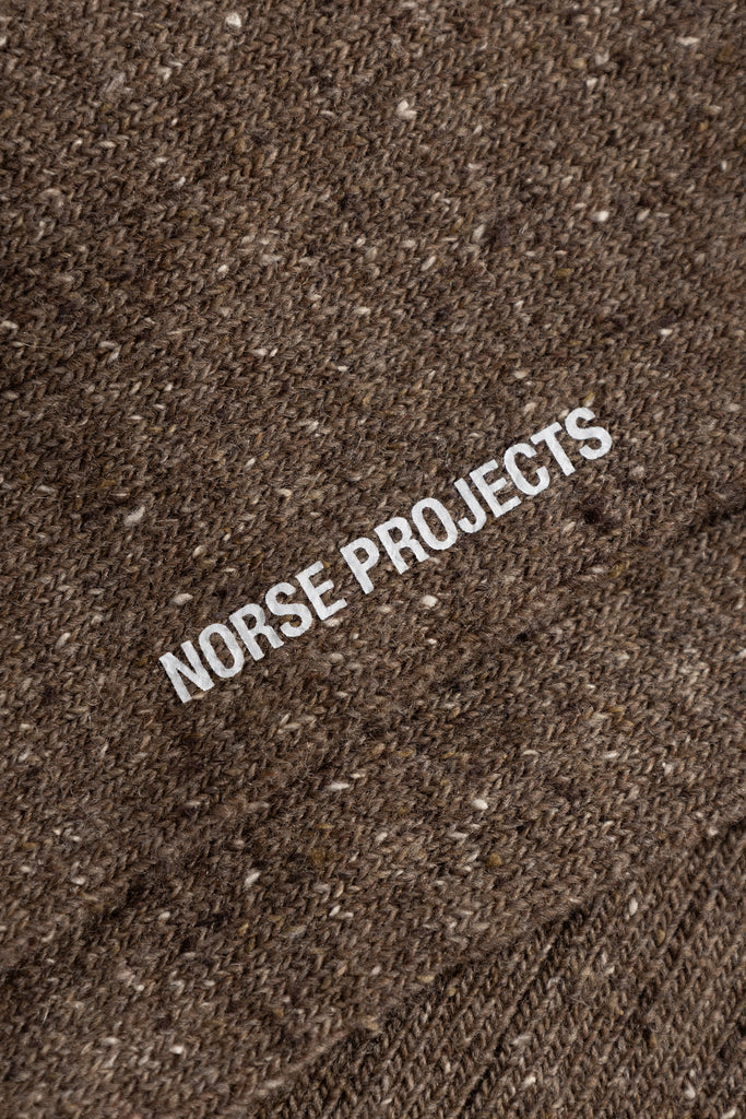 AW26 Norse Projects Bykle Neps Wool Rib Sock, Walnut