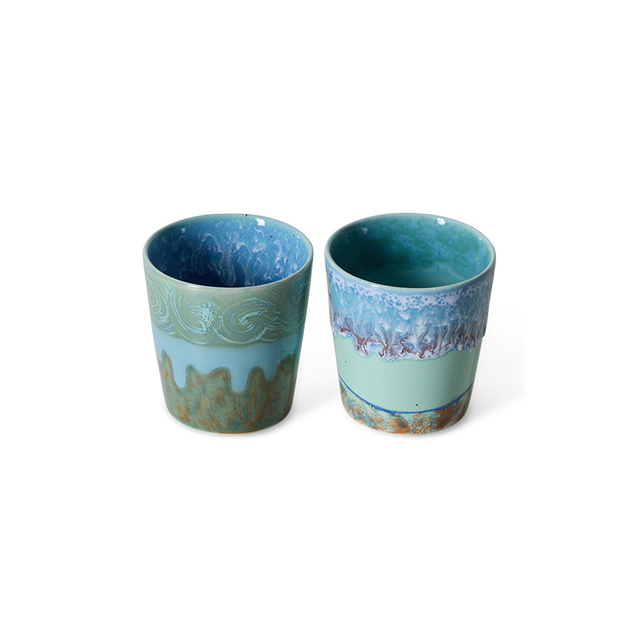 HK Living: 70s ceramics: Van Gogh coffee mugs, self portrait (set of 2)