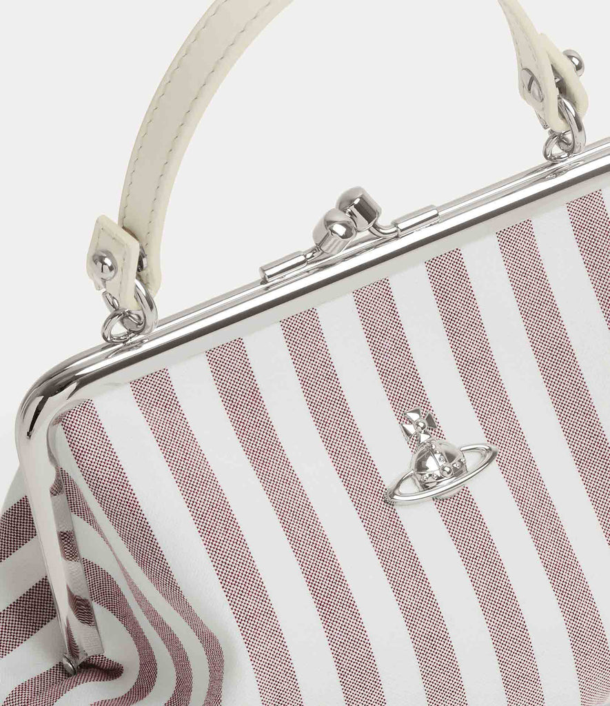 Vivienne Westwood AW26 GRANNY FRAME PURSE BURGUNDY STRIPE