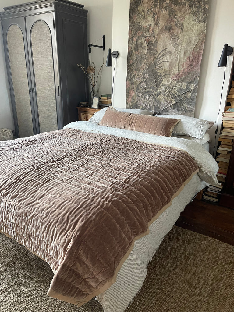 Maitri: Stonewashed Velvet quilt - CLAY