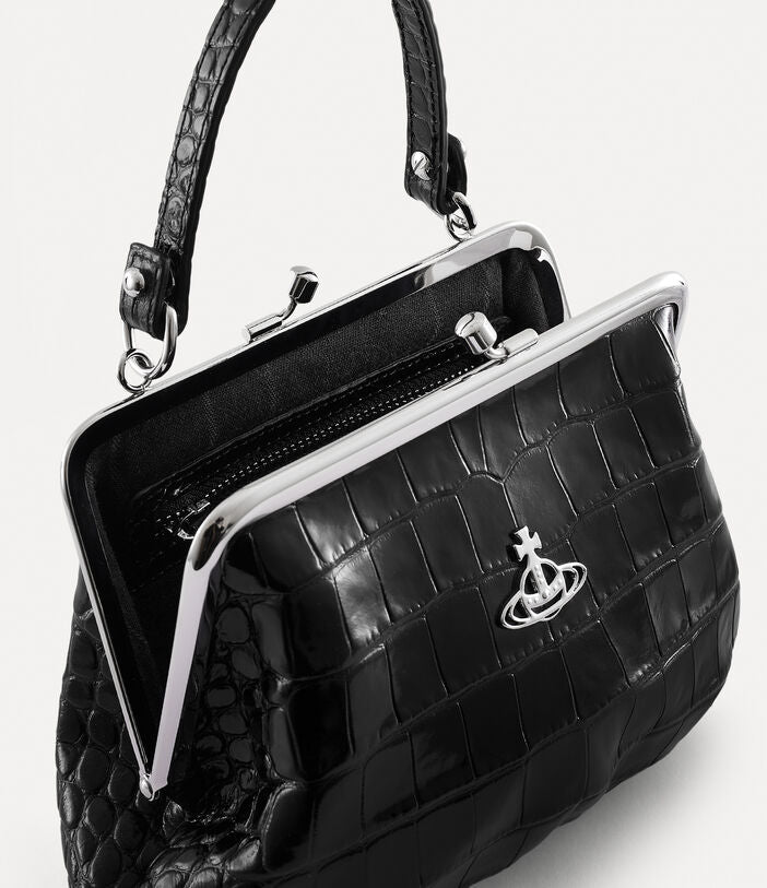 Vivienne Westwood Granny Frame Purse, Black Croc